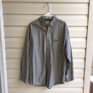 Carhartt Men’s Size Large Long Sleeve Brown Plaid Button Up Shirt